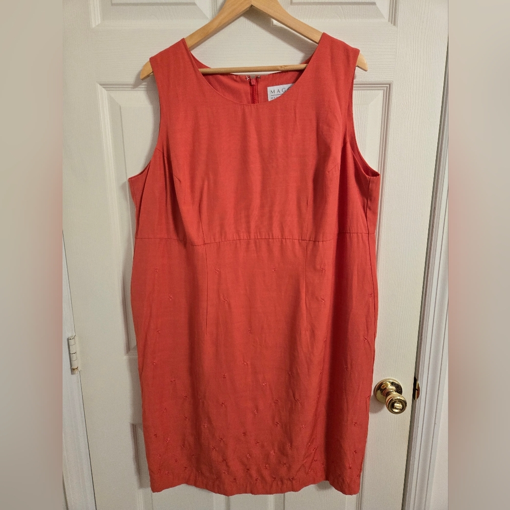 Maggie McNaughton Coral Orange Dress Sleeveless Size 16W